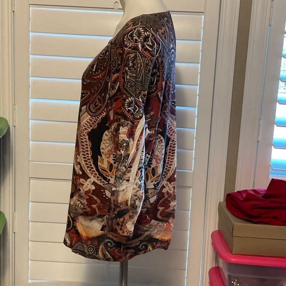 Style & Co. Paisley Print Blouse - Brown and Black - Picture 5 of 10